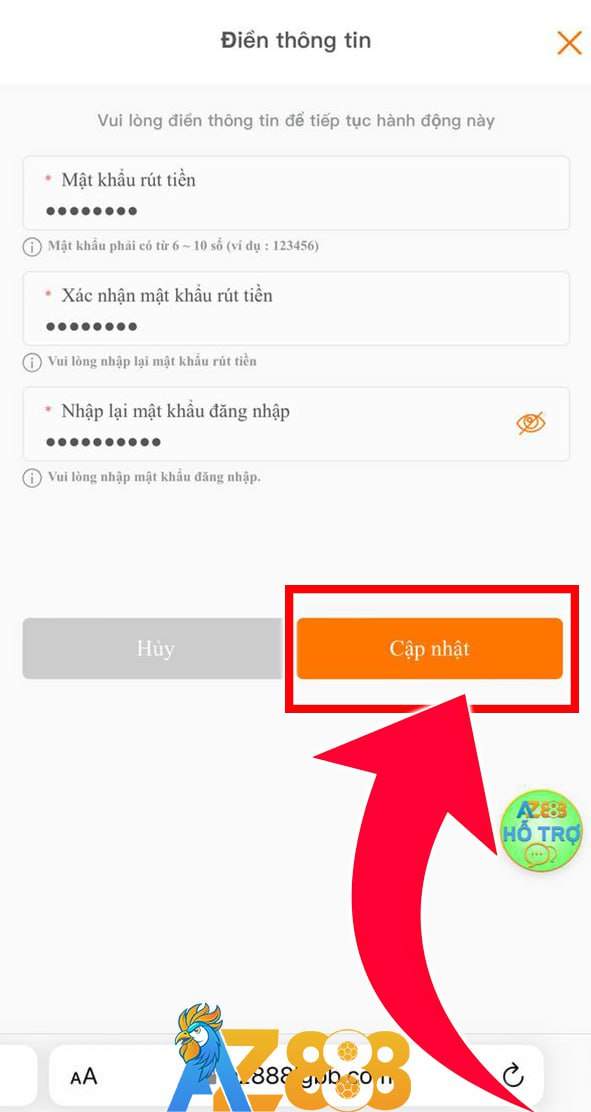 Cài đặt mật khẩu rút tiền Cài đặt mật khẩu rút tiền