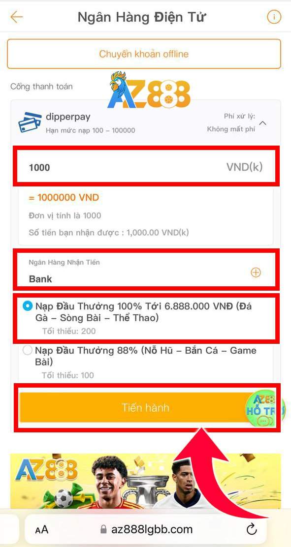 Điền thông tin và chọn tiến hành Điền thông tin và chọn tiến hành