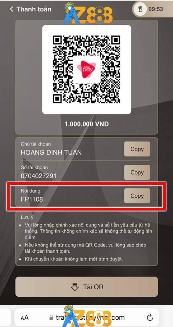 Sao chép nội dung và thực hiện chuyển khoản Sao chép nội dung và thực hiện chuyển khoản