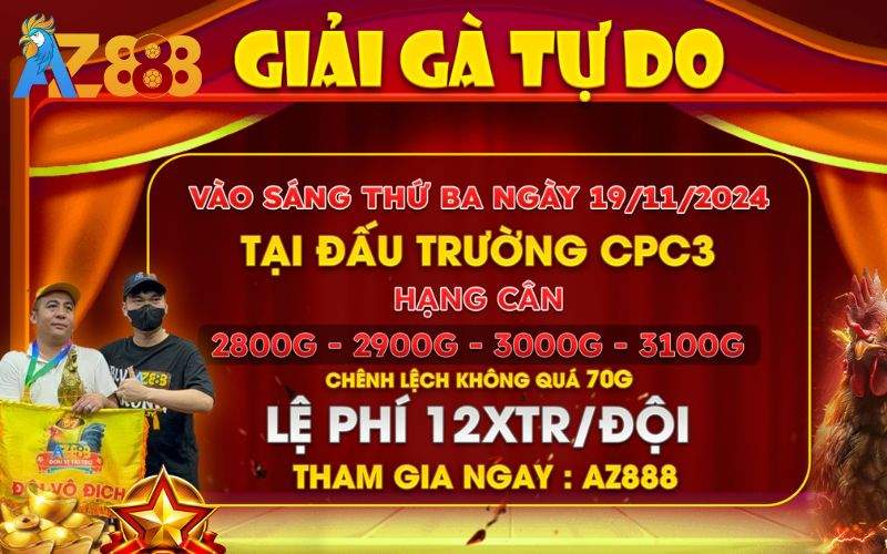 Thông Báo Giải Gà Tự Do Tại CPC3 Ngày 19/11/2024 Thông Báo Giải Gà Tự Do Tại CPC3 Ngày 19/11/2024